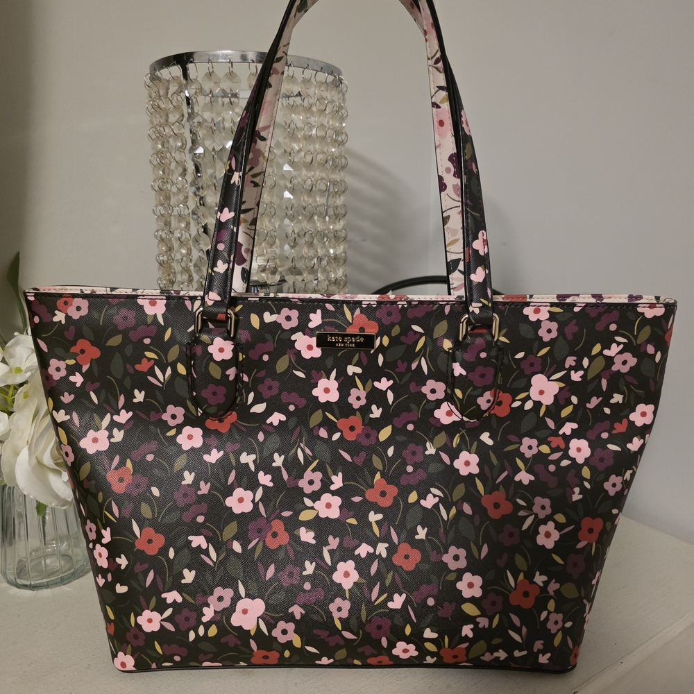 Kate Spade Floral Tote Bag - Black, Pink, Red